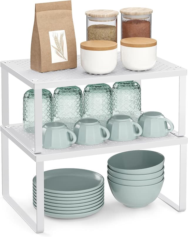 Imagen de SONGMICS KCS01WT Stackable cupboard organisers (set of 2) en OfertitasTOP