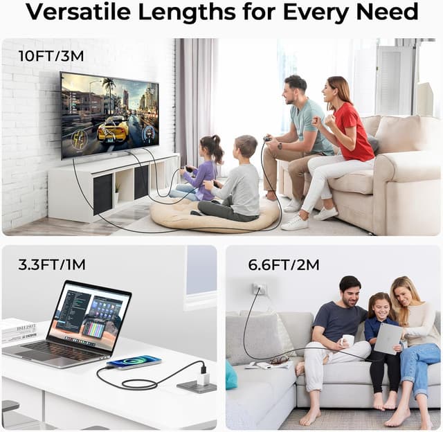 Detalle de Basesailor Ladekabel USB-A auf USB-C für iPhone 17, PS5-Controller & USB-C-Geräte (2er Set, 2 m) – Schwarz