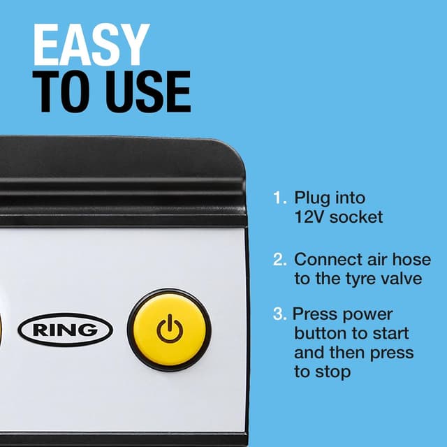Thumbnail 2 de Ring TyreInflate 20 Digital Tyre Inflator with three adaptors 📈
Ring TyreInflate 20 Digital Tyre Inflator with three adaptors 📈