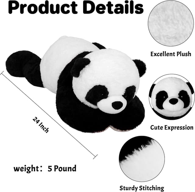 Detalle de Wepop 5lb Weighted Stuffed Animal Panda Plush (24in) — Soft Weighted Plush Pillow for Cuddling