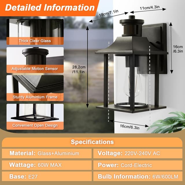 Detalle 2 de LMP PIR outdoor wall light with motion