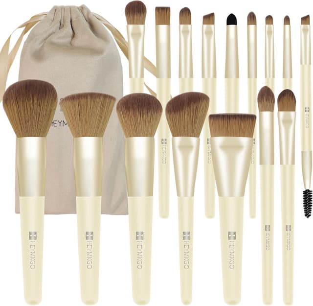 Detalle de HEYMKGO Juego de 16 brochas maquillaje profesionales