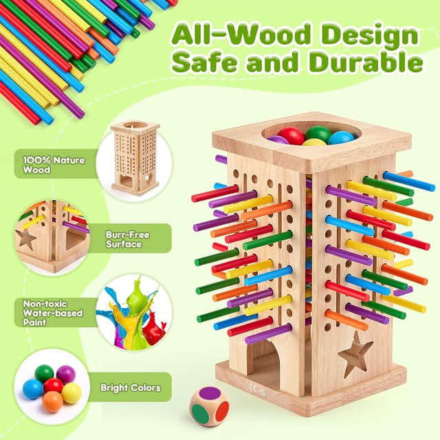 Detalle 2 de Montrix Montessori Spielset 42 Holzstäbchen — Lernspiel 🎲