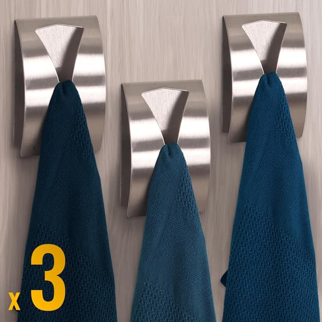 Detalle 2 de RICOO Crochet adhésif mural en acier inoxydable MH017-3 (lot de 3) : installation sans perçage