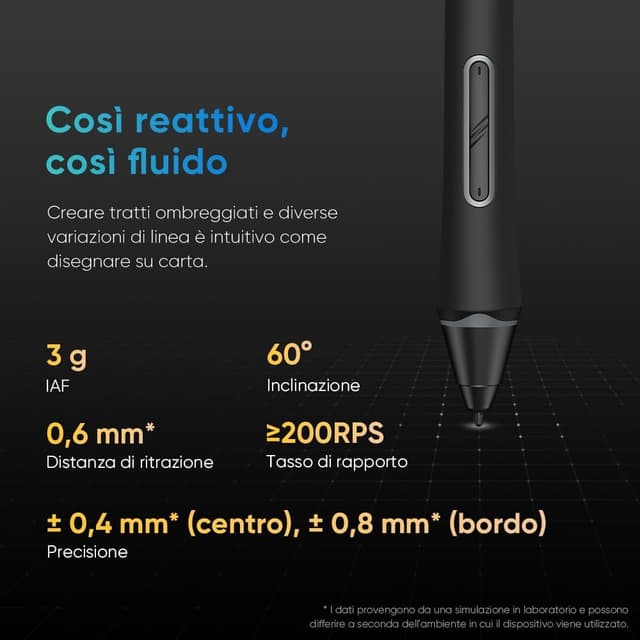 Detalle de XPPen Artist 13.3 Pro V2: tavoletta grafica con schermo da 13,3” e 16K livelli di pressione