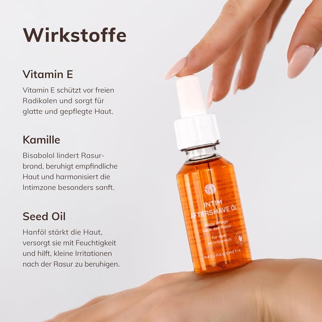 Detalle de MYLILY Intim Aftershave Öl gegen Rasierpickel & Rasurbrand – sanfte Intimpflege, 30 ml