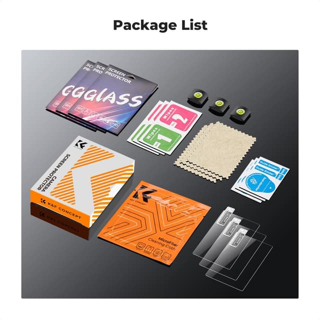 Detalle de K&F CONCEPT 3 Stück Displayschutzfolie 9H aus Glas für Sony A7 IV, ZV-E1, A6700 & mehr (inkl. 2 Blitzschuh-Abdeckungen)