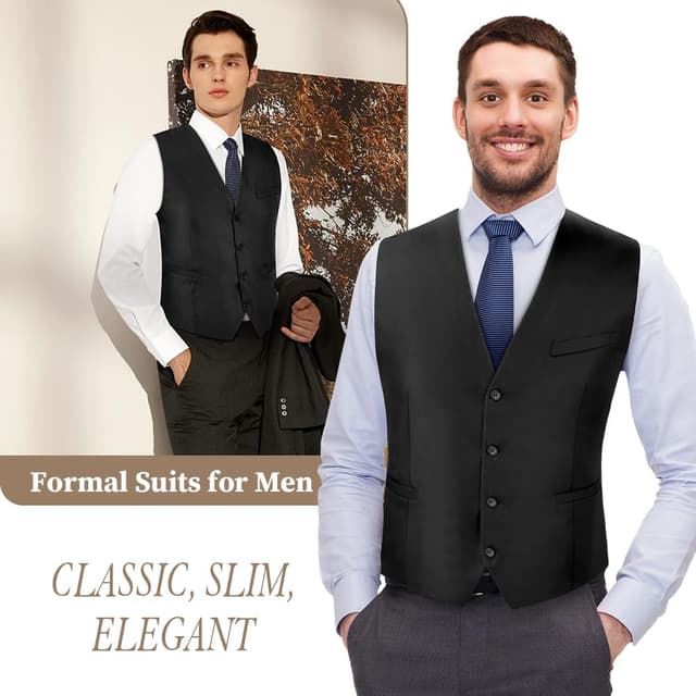 Thumbnail 3 de BSBUY Men's Black Waistcoat