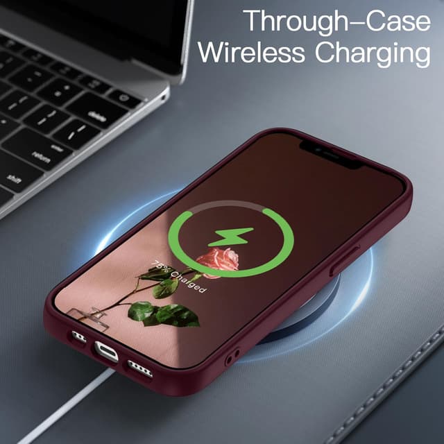 Detalle de KPPIT iPhone 13 case in Wine Red – shockproof military grade drop protection with frosted translucent back