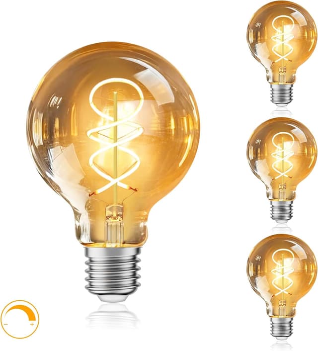 Detalle de URing E27 LED Vintage Glühbirne dimmbar 2200K (G80), 4 W – 3er-Set