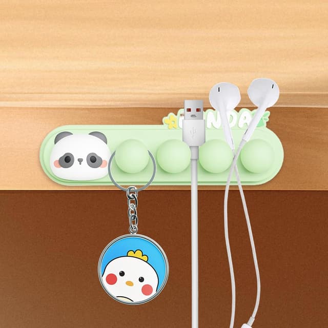 Thumbnail 6 de FinalCool Selbstklebende Tier-Kabelhalter (Silikon/PVC) für Kabelmanagement am Schreibtisch & Nachttisch – Organizer „Panda“