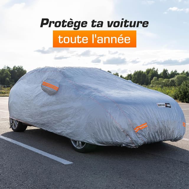 Detalle de Upgrade4cars Bâche de protection voiture extérieure XL (533 x 178 x 121 cm) pour été et hiver