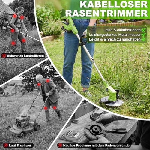 Thumbnail 7 de VOERJIA Desbrozadora a Batería 21V 850W (Pro) con pantalla LCD, 2 baterías 2.0Ah y rotocortabordes 4-en-1