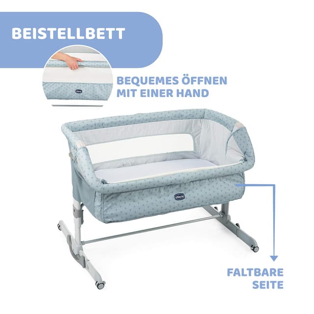 Detalle 2 de Chicco Next2Me Dream Beistellbett fürs Baby – klappbar, höhenverstellbar mit Matratze und Reisetasche