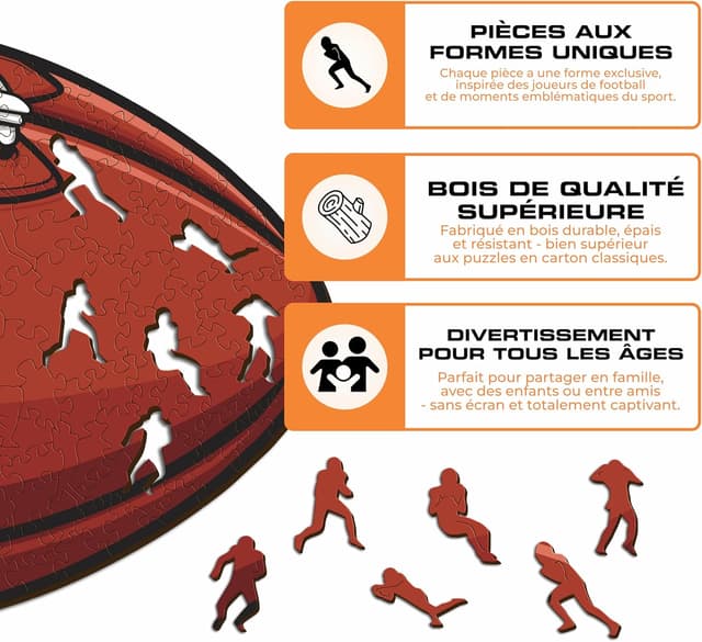 Thumbnail 6 de Iconic Puzzles Tampa Bay Buccaneers – puzzle en bois sous licence NFL, Logo (taille S, 150 pièces)