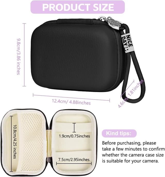 Detalle de Ainiv Digital Camera Case (Small) – compact PU+EVA camera pouch with organiser for Sony, Canon, Panasonic & more