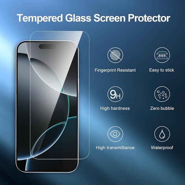 Detalle 2 de NEW'C iPhone 17 Pro Max 3-pack tempered glass screen protectors