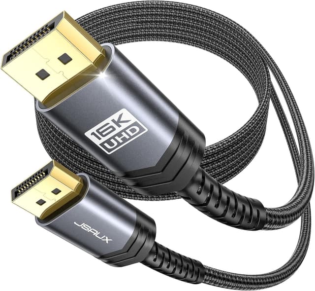 Detalle de JSAUX DisplayPort 2.1 Cable 10ft — 80Gbps 🔌