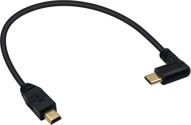 Detalle de Duttek câble USB-C 90° vers Mini USB (Mini B) mâle, 26 cm