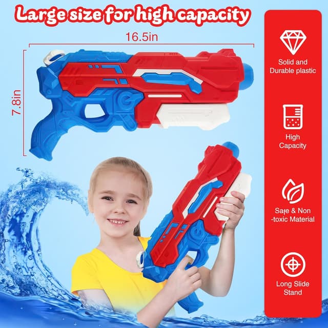 Detalle de Pistolet à eau puissant 1200 ml à longue portée (jusqu’à 10-11 m) — super soaker pour enfant et adulte