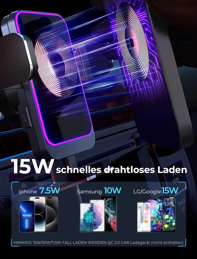 Detalle 2 de MOKPR 15W Handyhalterung Auto mit induktivem Laden