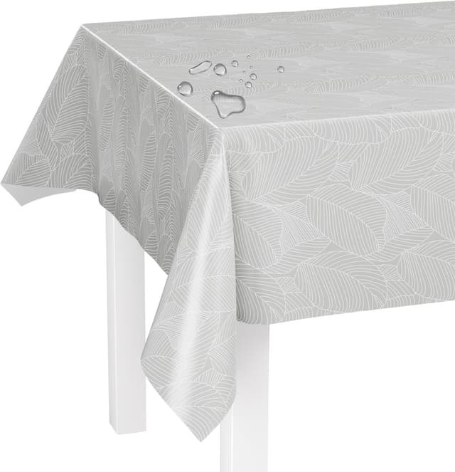 Detalle de LILENO HOME Nappe lavable au mètre 200x140 cm (bord coupé) en feuilles graphiques gris