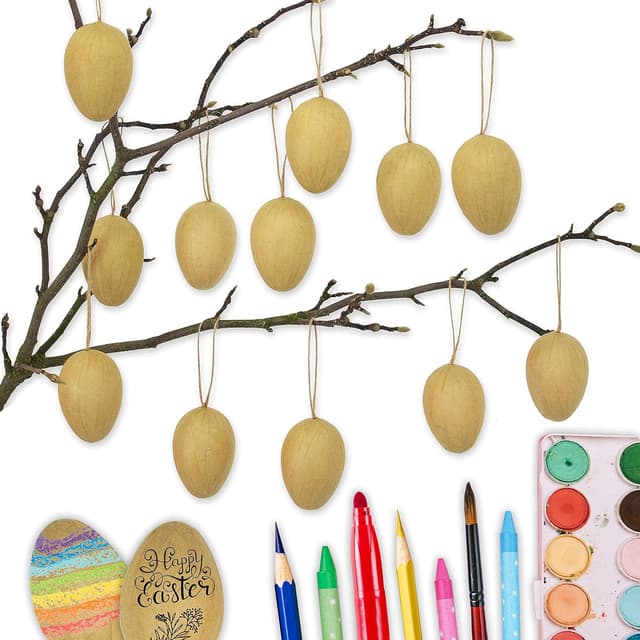 Detalle de Papierdrachen 12 Holzanhänger Ostern 7x7cm inkl Band