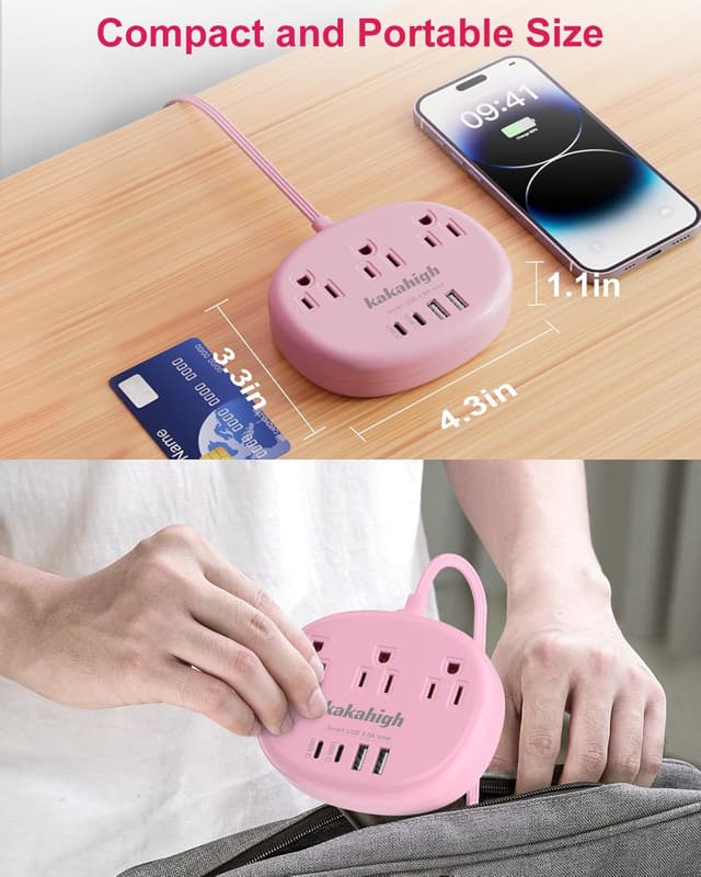 Detalle de Kawaii Power Strip 1625W 5 Ft Pink
