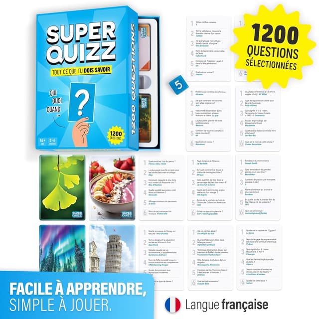 Detalle 2 de The World Game Super Quizz (Française) — jeu trivial Super Quizz avec 1200 questions de culture générale