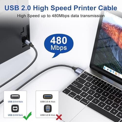 Detalle 2 de Câble USB 2.0 RAVIAD 5 m pour imprimante 📄