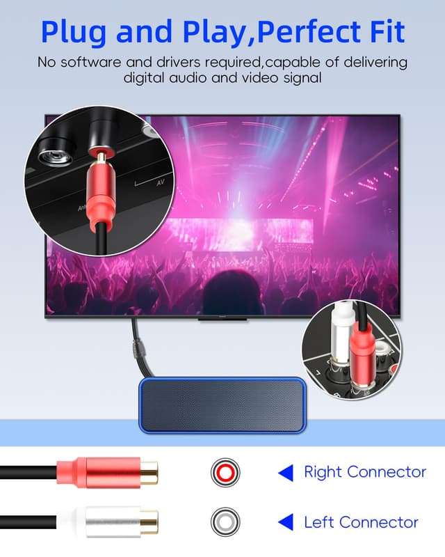 Thumbnail 3 de YANBORONSN RCA Splitter 1 Male to 2 Female