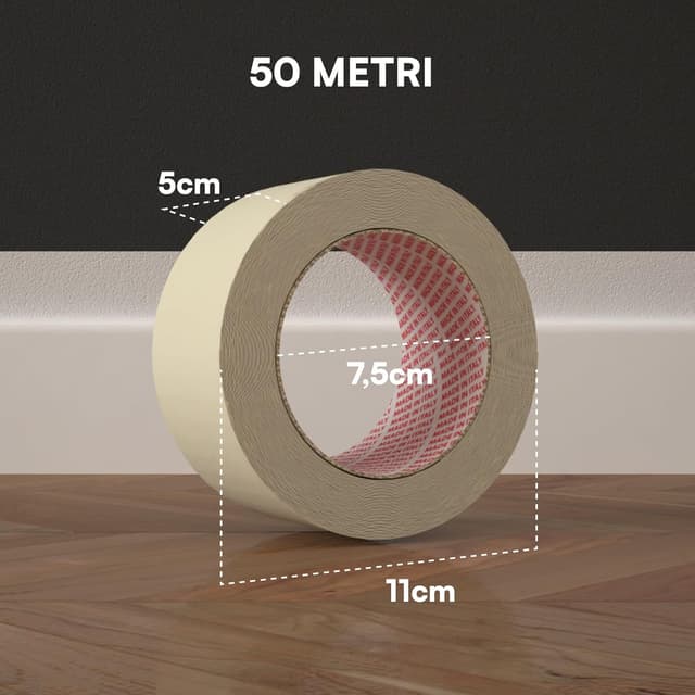 Detalle 2 de DNK TRADE Nastro di Carta per Imbianchini: 6 rotoli 50 mm x 50 m, carta gommata per mascheratura