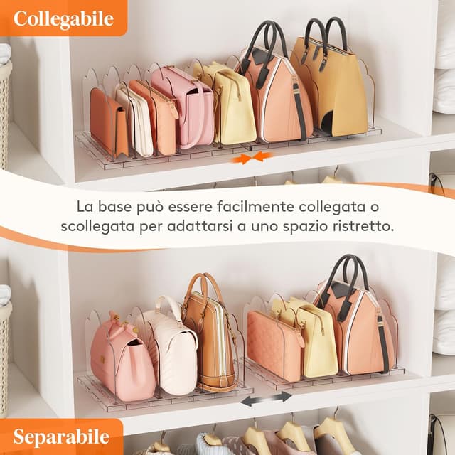 Detalle de Lifewit divisori per borse da armadio in plastica – set regolabile da 2 organizer trasparenti