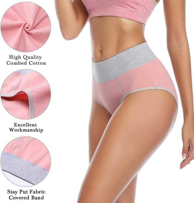 Detalle de wirarpa Damen Taillenslip aus Baumwolle (5er Pack) – hohe Taille