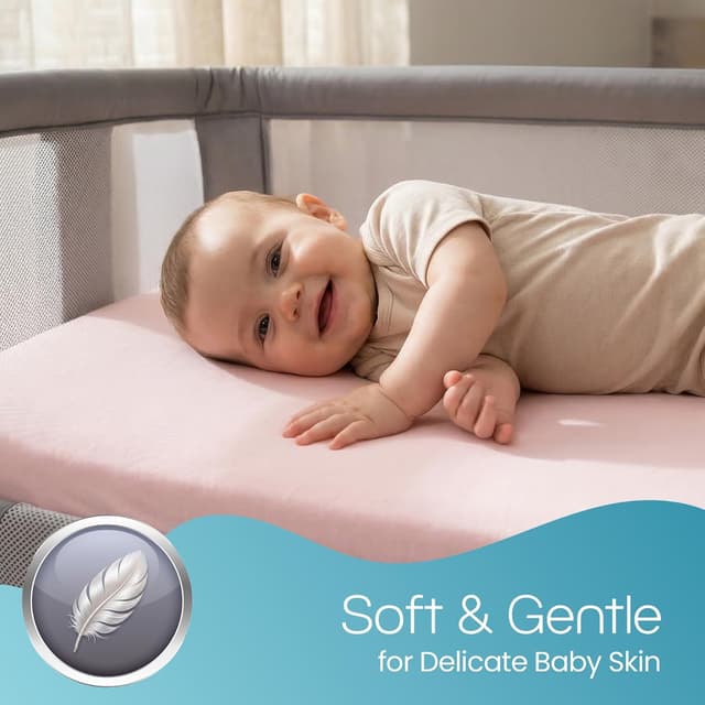 Detalle de Crib Sheets 50x90cm Organic Cotton 2-Pack in Pink (Cozee Bedside Crib Fitted Sheets)