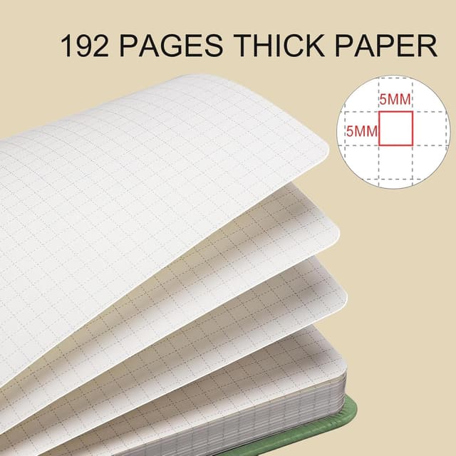 Detalle 2 de PYNEX Notizbuch A5 kariert (Hardcover) mit Spiralbindung, 192 Blatt 100 g/m² – Salbei Grün