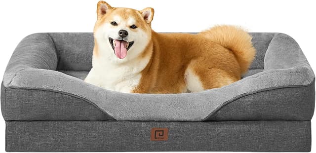 Detalle de EHEYCIGA Memory Foam Dog Bed Large (91x68x17cm) with Orthopedic Support, Waterproof Liner and Washable Cover