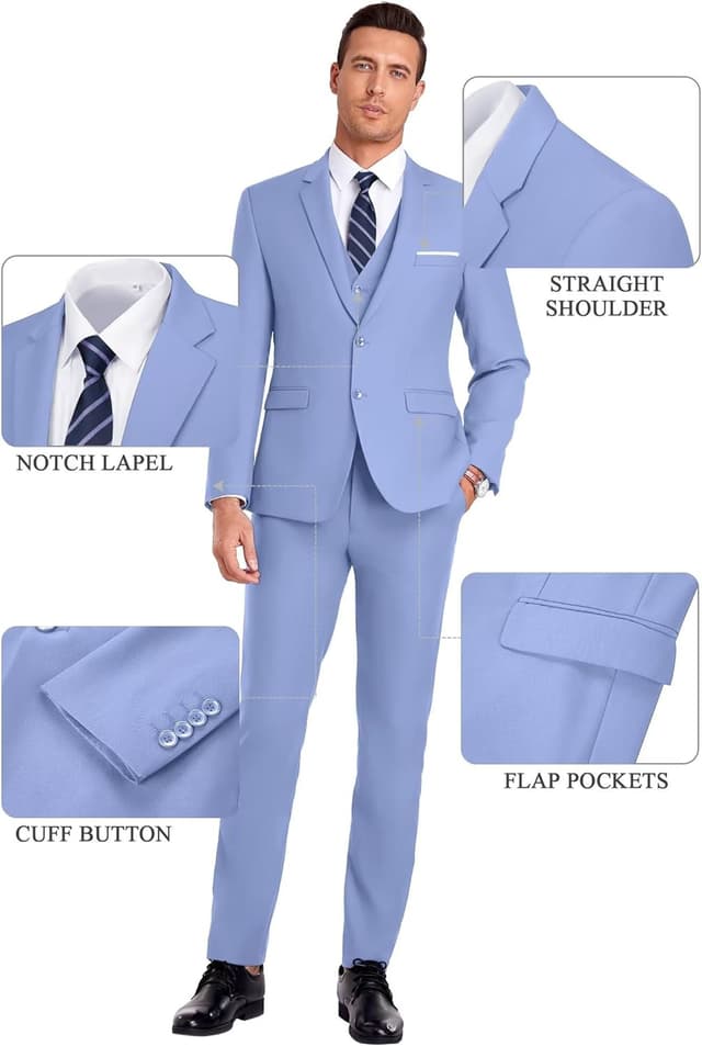 Detalle 2 de High-End Suits Men Orange Slim Fit 3-Piece Suit for Weddings & Events