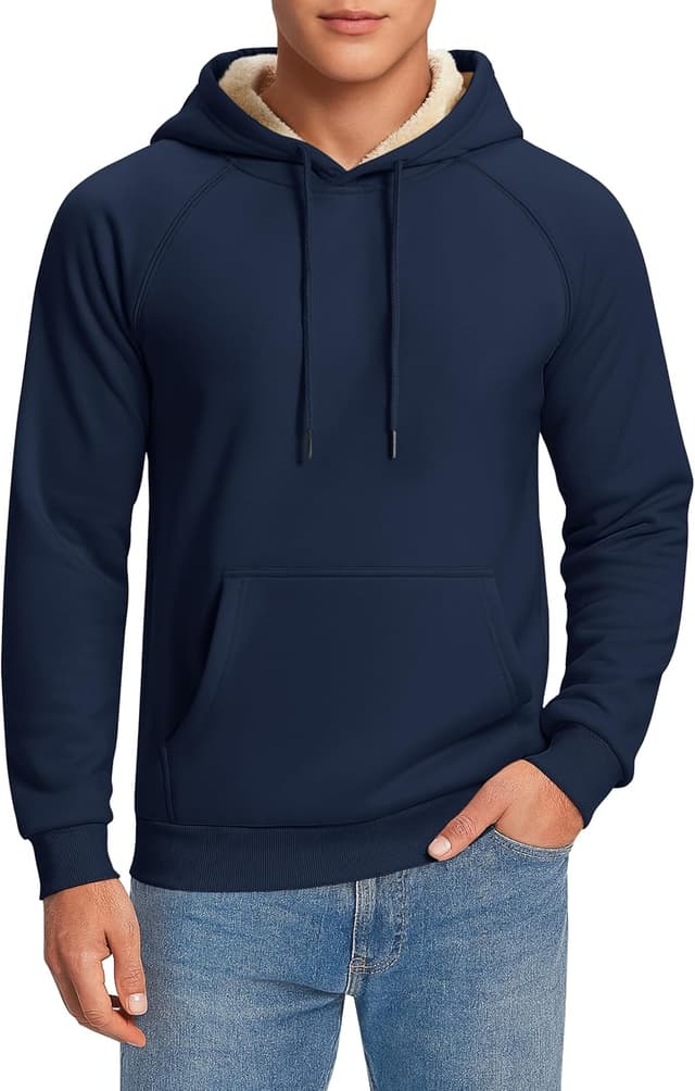 Detalle de Cavva men’s fleece-lined hoodie sweatshirt with kangaroo pocket for cold-weather wear