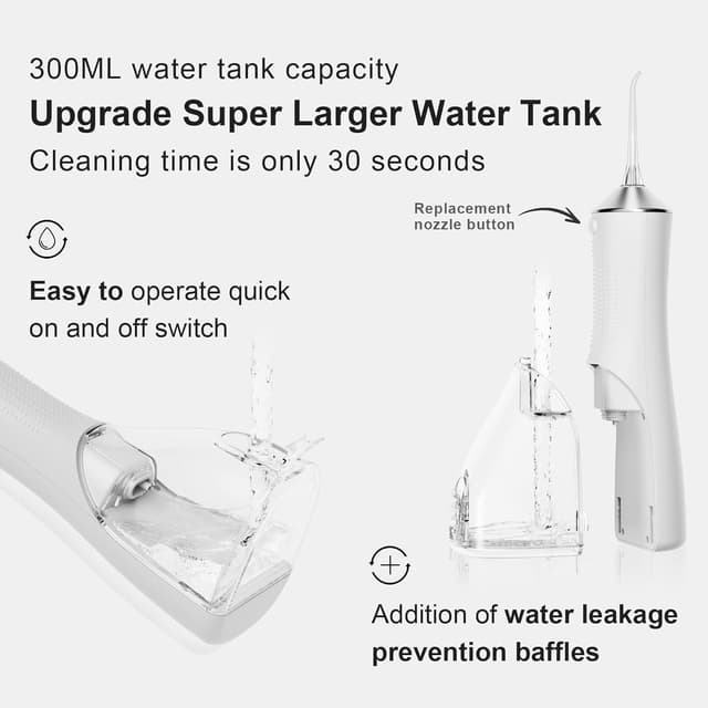 Thumbnail 6 de BUZHIWU Water Flosser for Teeth Cordless (300ml) – Portable Oral Irrigator with Screen Display, 3 Intensity Modes & Tips