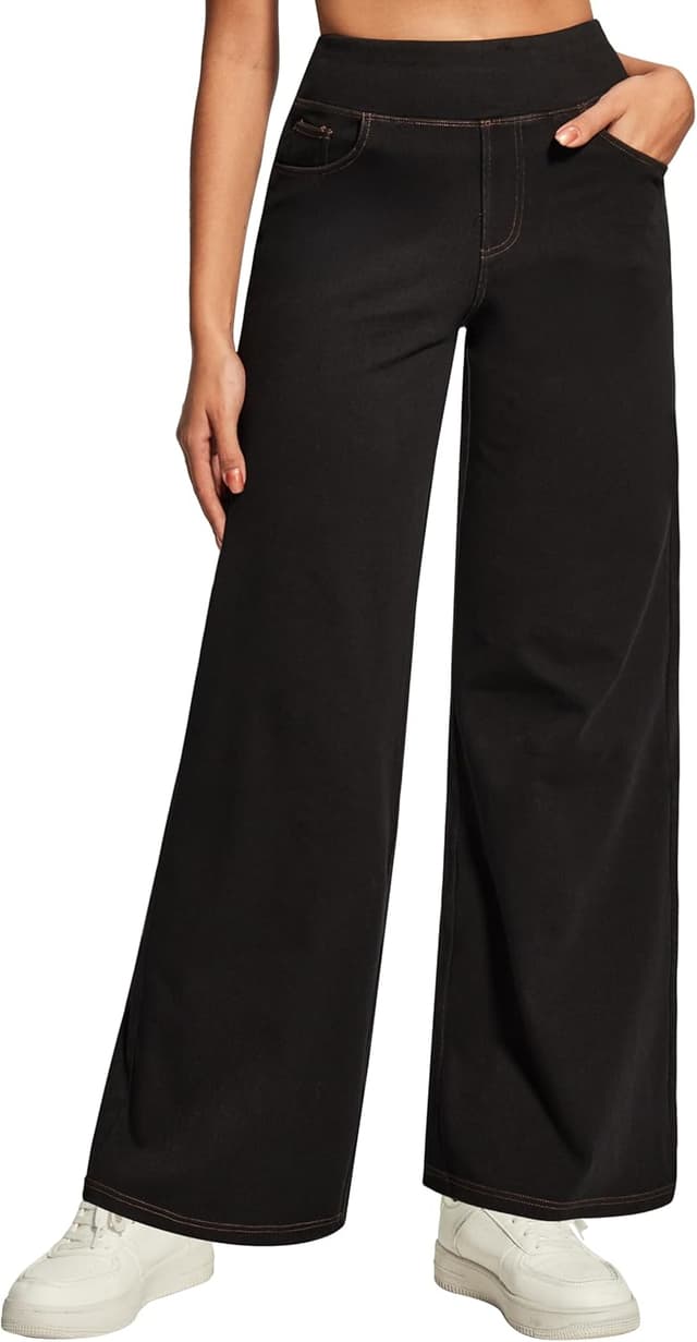 Thumbnail 6 de Heathyoga Wide Leg Jeans for Women (High Waist Pull-On, Stretch Denim)