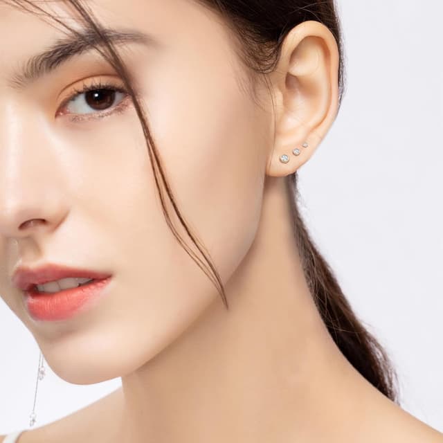 Thumbnail 6 de Ecripe 925 Sterling-Silber Ohrstecker mit Zirkonia (hypoallergen) für Frauen