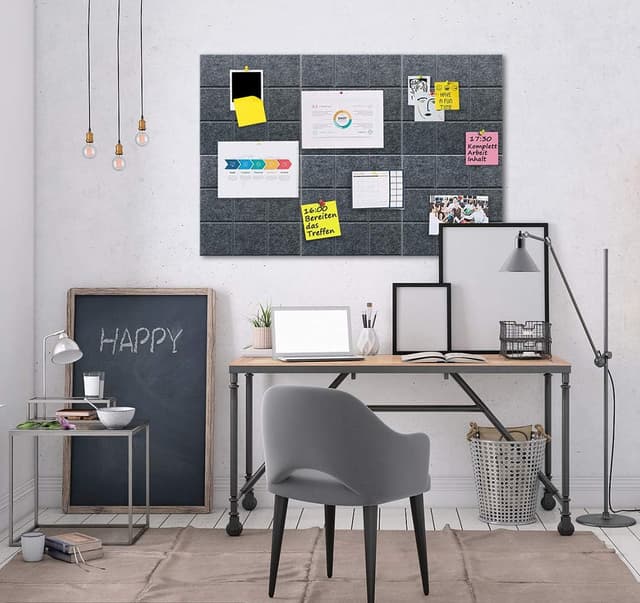 Detalle de Uoisaiko große Filz Pinnwand, selbstklebend (30 x 30 cm, 30 Stifte) – 6er Set