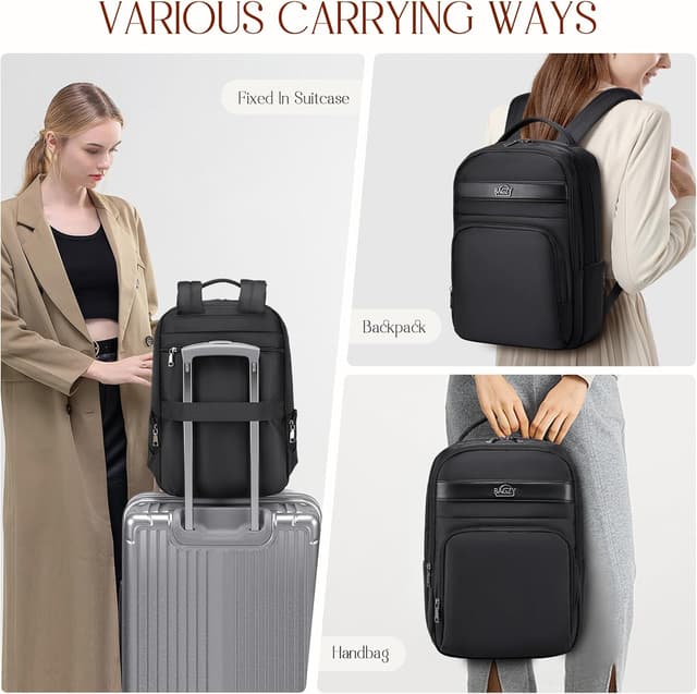 Detalle de BAGZY 40x30x15cm underseat cabin bag backpack with 15.6-inch laptop sleeve (waterproof Oxford) – Beige