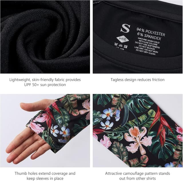 Detalle de Bassdash Damen Rash Guard mit UPF 50+ UV-Schutz (Langarm, Tarnmuster) für Angeln & Wandern