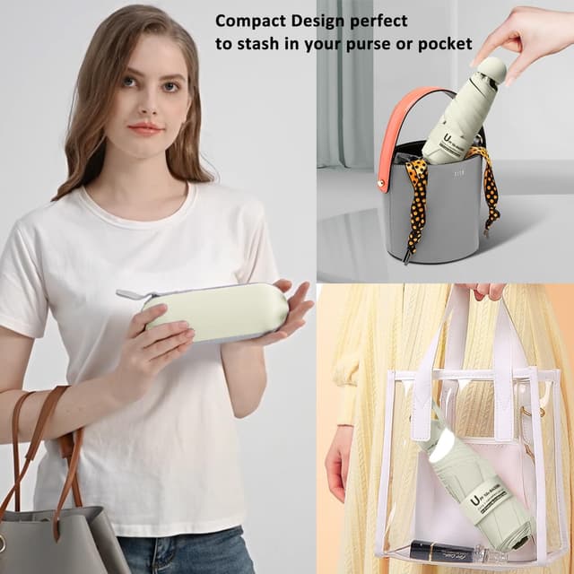 Detalle de Parapluie de voyage compact BAODINI mini pour sac à main, avec étui et protection UV (UPF 50+)