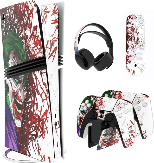 Detalle de Playvital Full Set Skin Stickers for PS5 Pro (Digital & Disc) – Vinyl decal wrap set for console, controller & accessories