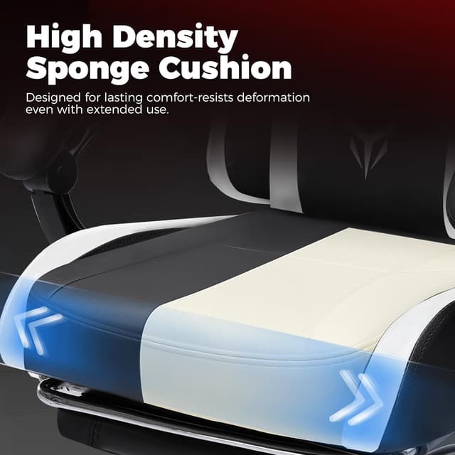 Detalle de GTPLAYER Gaming Stuhl mit Fußstütze, verstellbarer Kopf- und Lendenwirbelstütze (weiß)