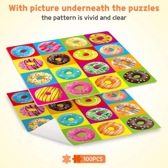 Detalle de SYNARRY 100-Piece Wooden Donut Puzzle for Kids 🎲