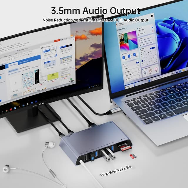 Detalle de BENFEI DisplayLink 12-in-1 Docking USB 3.0